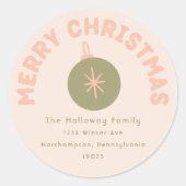 Vet Modern Koraal Vrolijk Kerstmis Envelop Seals Ronde Sticker (Voorkant)