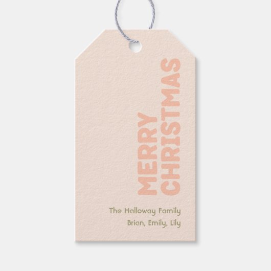 Vet Modern Koraal Vrolijk Kerstmis Familie Gift La Cadeaulabel (Voorkant)