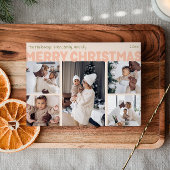 Vet Modern Koraal Vrolijk Kerstmis Vijf Foto Feestdagenkaart