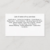 Vet Modern Mannelijk Handyman Visitekaartjes (Achterkant)