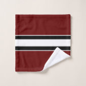 Vet Modern Maroon Gestreepte Monogram Badhanddoek  Bad Handdoek (Wasdoekje)