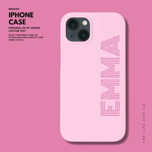 Vet Modern Meisje Roze Monogram Naam Case-Mate iPhone Case