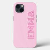 Vet Modern Meisje Roze Monogram Naam Case-Mate iPhone Case (Achterkant)