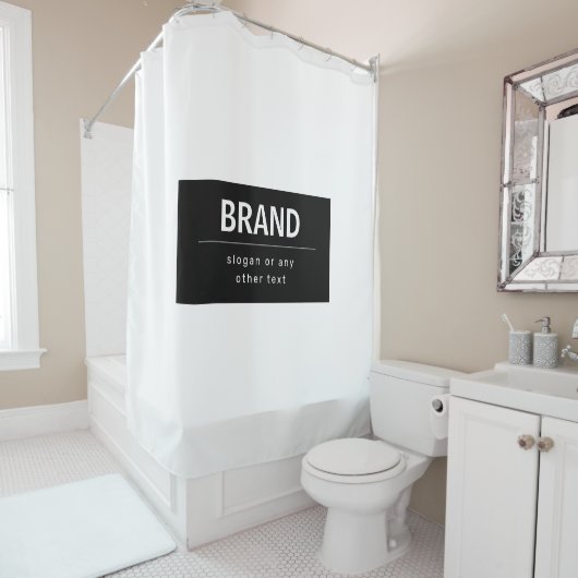 Vet Modern Merk of Bedrijfsnaam | Zwart-wit Douchegordijn (In situ)