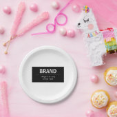 Vet Modern Merk of Bedrijfsnaam | Zwart-wit Papieren Bordje (Feest)