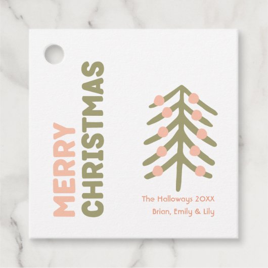 Vet Modern Merry Christmas Family Gift Labels (Voorkant)