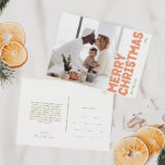 Vet Modern Merry Christmas Volledige foto Feestdagenkaart<br><div class="desc">Stuur dit vakantieseizoen hartelijke wensen met dit bijzondere en leuke, gedurfde briefkaart van vrolijke kerst volledige fotovakantie. Het eenvoudige en minimalistische ontwerp bevat boho-geïnspireerde elementen in lichtroze, pastelkoraal, salie groen, blush en perzikkleur. Vier de feestelijke geest van december, dit ontwerp brengt een vrolijke en leuke touch aan elke gelegenheid. De...</div>