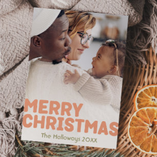 Vet Modern Merry Christmas Volledige verticale fot Feestdagenkaart