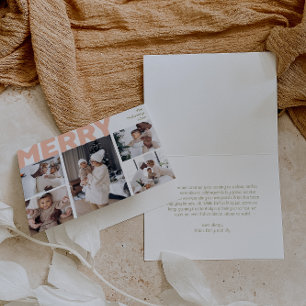 Vet Modern Merry Gevouwen Vijf Foto Feestdagen Kaart