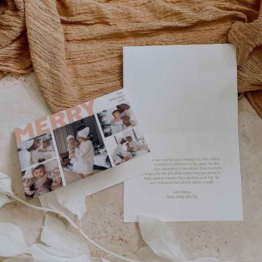 Vet Modern Merry Gevouwen Vijf Foto Feestdagen Kaart