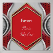 Vet Modern Metallic 3D Rood Grijs Textuur Kijk Poster (Voorkant)