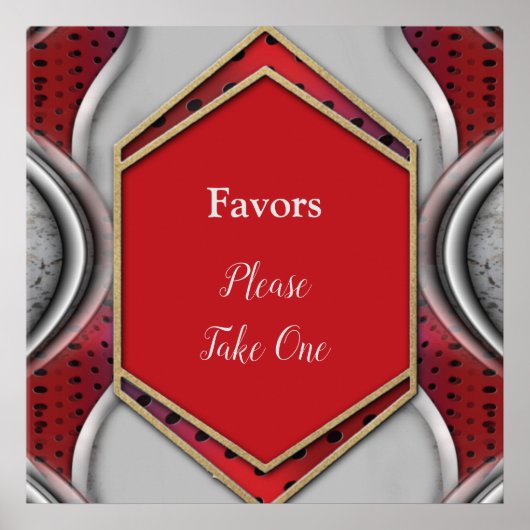 Vet Modern Metallic 3D Rood Grijs Textuur Kijk Poster (Voorkant)