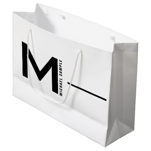 Vet Modern Minimal Bedrijf Monogram Business Groot Cadeauzakje (Voorkant Gekanteld)