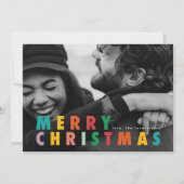 Vet Modern Minimalistisch Kleur Vrolijk Kerstmis F Feestdagenkaart (Voorkant)