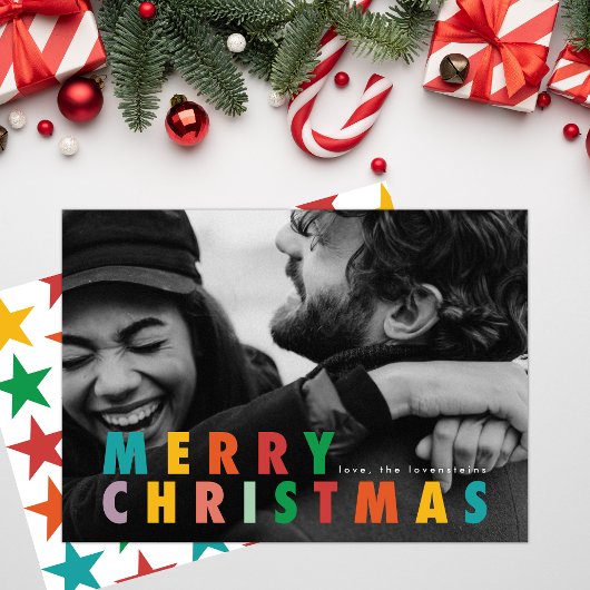 Vet Modern Minimalistisch Kleur Vrolijk Kerstmis F Feestdagenkaart