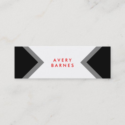 Vet Modern Minimalistisch zwart-wit netwerk Mini Visitekaartje (Voorkant)