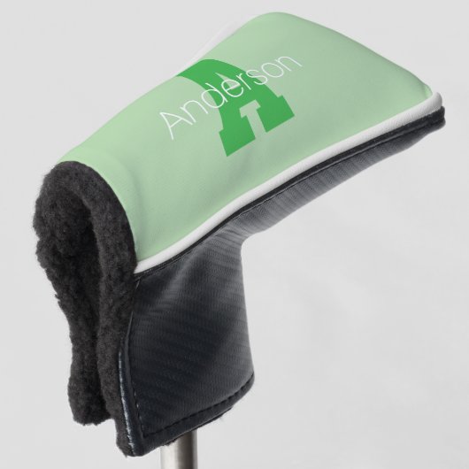 Vet Modern monogram | Bleek & Kelly Green Golfheadcover (3/4 voorkant)