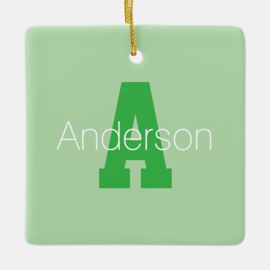 Vet Modern monogram | Bleek & Kelly Green Keramisch Ornament (Voorkant)