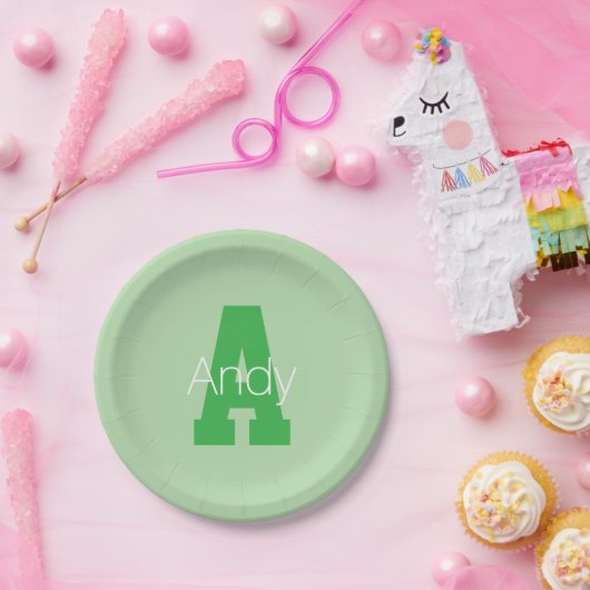 Vet Modern monogram | Bleek & Kelly Green Papieren Bordje (Feest)