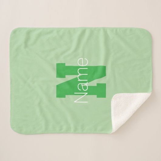 Vet Modern monogram | Bleek & Kelly Green Sherpa Deken (Voorkant (horizontaal))