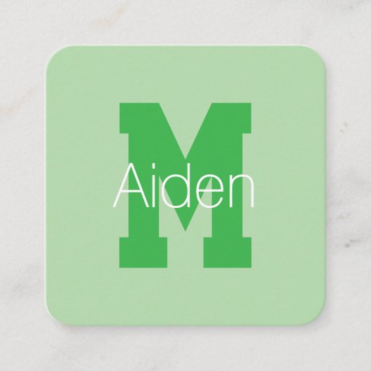 Vet Modern monogram | Bleek & Kelly Green Vierkante Visitekaartje (Voorkant)