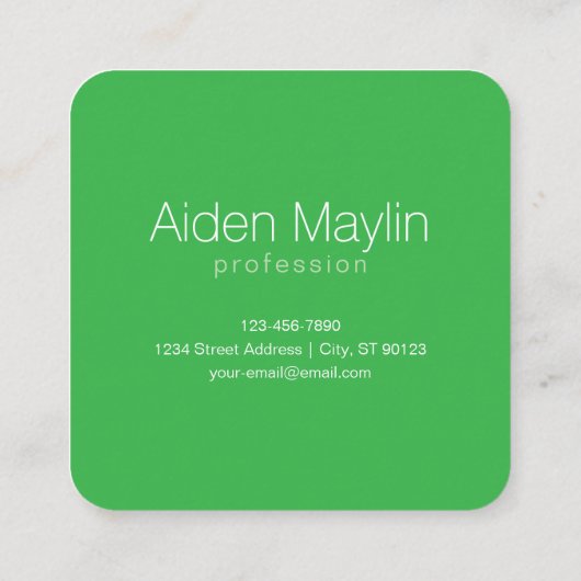 Vet Modern monogram | Bleek & Kelly Green Vierkante Visitekaartje (Achterkant)