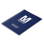 Vet Modern Monogram Business Logo Blauw Notitieboek (Linkerzijde)