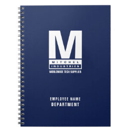 Vet Modern Monogram Business Logo Blauw Notitieboek