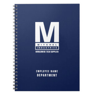 Vet Modern Monogram Business Logo Blauw Notitieboek