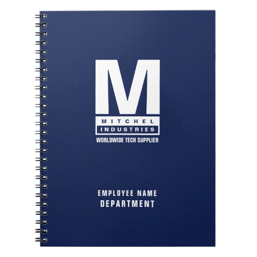 Vet Modern Monogram Business Logo Blauw Notitieboek (Voorkant)