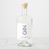 Vet Modern Monogram Gin Liquor Flesetiket Likeurfles Etiket (Voorkant)