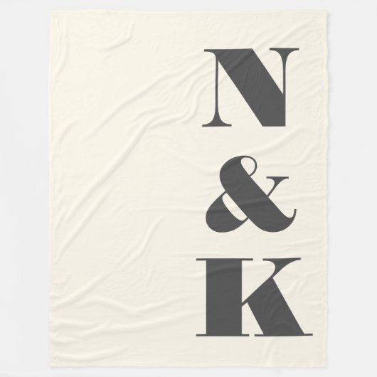 Vet Modern Monogram Initialen Black Cream Pas getr Fleece Deken (Voorkant)