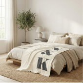 Vet Modern Monogram Initialen Black Cream Pas getr Fleece Deken