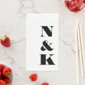 Vet Modern Monogram Initialen Bruiloft Wit Servet (Insitu)