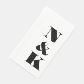 Vet Modern Monogram Initialen Bruiloft Wit Servet (Hoek)