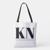 Vet Modern Monogram Naam Aangepast zwart wit Tote Bag (Achterkant)