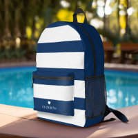 Vet Modern Navy Blauw Gestreept Patroon met Hart
