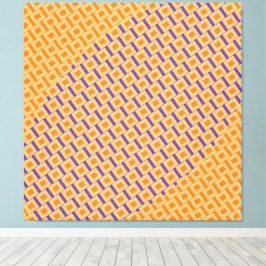 Vet Modern Oranje Paarse vierkante Abstracte rondi Canvas Afdruk