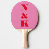 Vet Modern Paar Monogram Roze Rood Custom Tafeltennisbatje (Achterkant)