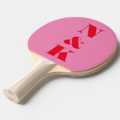 Vet Modern Paar Monogram Roze Rood Custom Tafeltennisbatje (Voorkant Gekanteld)