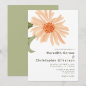 Vet Modern Perzik Bloemen Bruiloft Kaart (Voorkant / Achterkant)