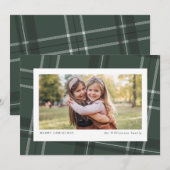 Vet modern plaid groene horizontale foto feestdagenkaart (Voorkant / Achterkant)