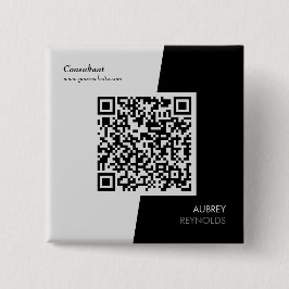 Vet Modern Professioneel QR Code Zwart-Wit Vierkante Button 5,1 Cm