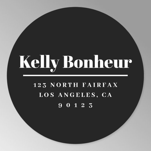 Vet modern retouradres zwart-wit ronde sticker