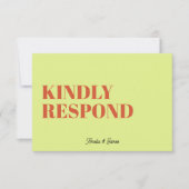 Vet modern Retro Funky Bright Wedding RSVP Kaartje (Voorkant)