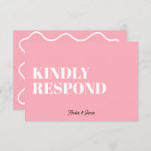 Vet modern Retro Funky Bright Wedding RSVP Kaartje (Voorkant / Achterkant)