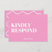 Vet modern Retro Funky Bright Wedding RSVP Kaartje (Voorkant / Achterkant)