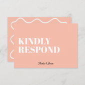 Vet modern Retro Funky Bright Wedding RSVP Kaartje (Voorkant / Achterkant)