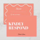 Vet modern Retro Funky Bright Wedding RSVP Kaartje (Voorkant / Achterkant)