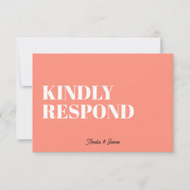 Vet modern Retro Funky Bright Wedding RSVP Kaartje